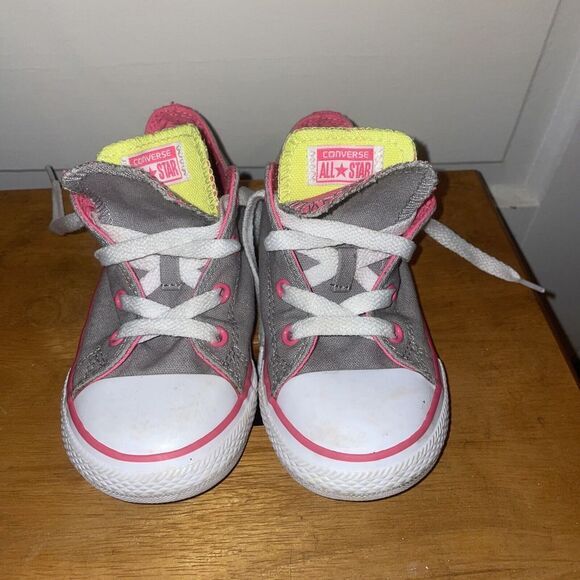 Converse Other - Converse All-Star Sneakers 640578F Double Tongue Grey Pink Neon Youth Kids Sz 10